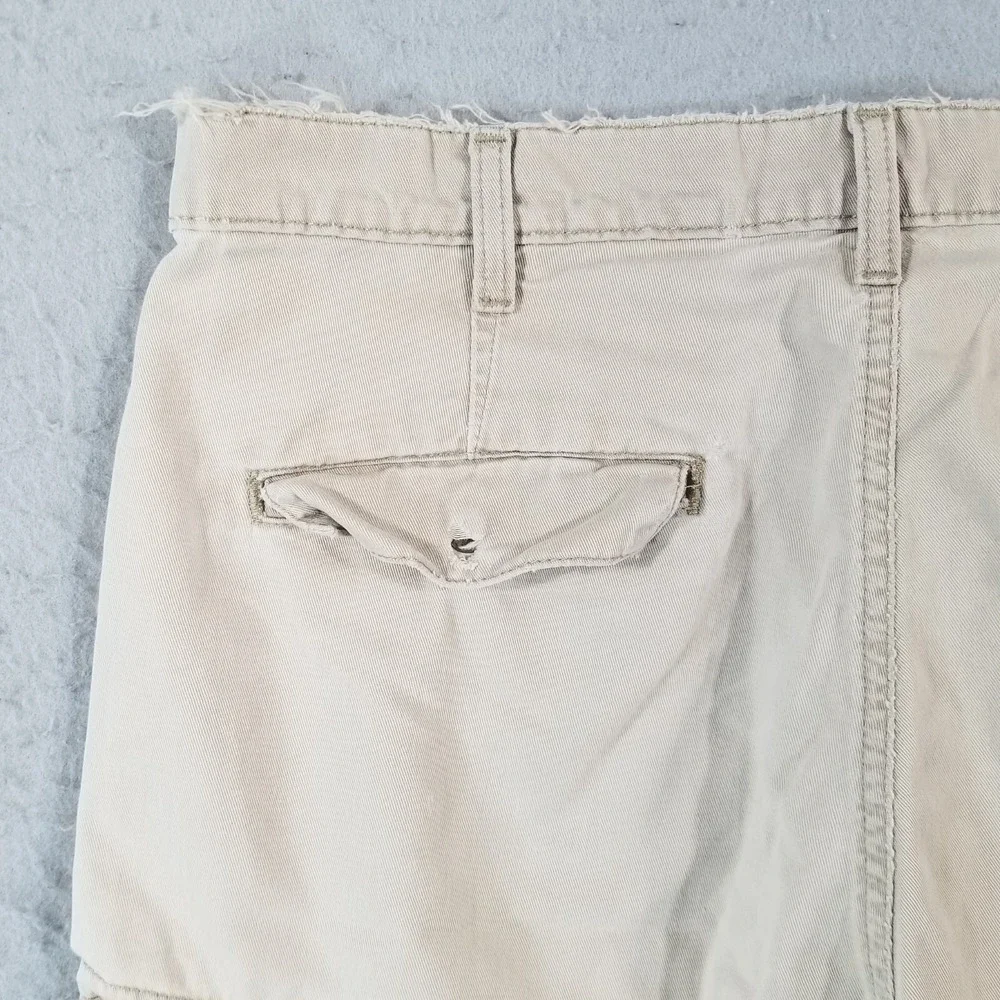 Polo Ralph Lauren cargo shorts men's 34x13.5 beige cotton distressed trashed